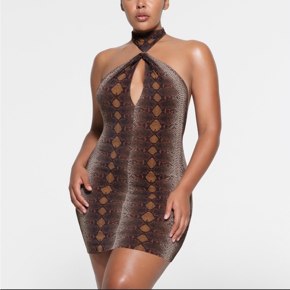 SKIMS Dresses & Skirts - SKIMS Desert Snake Print Halter Mini Dress